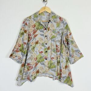 Click by Color Me Cotton CMC Nature Print 3/4 Sleeve Shirt Top Women's Small‎